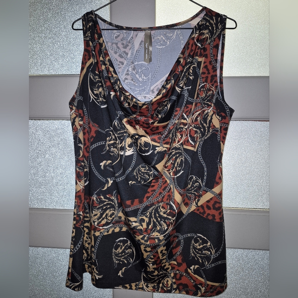 Penningtons Black and Brown Asymmetrical Tank Top
